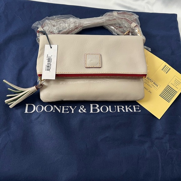 Dooney & Bourke Handbags - Dooney & Bourke Florentine Foldover Zip Crossbody Bag in Ecru New